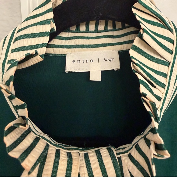 Entro Forest Green Mini Dress with Striped Collar - Picture 4 of 7